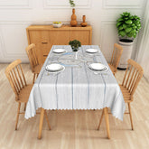 Lofaris Light Gray Striped Rectangle Tablecloth with Elephant Pattern for Safari Nursery or Baby Shower Decor